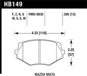 Mazda Miata Brake Pads - Front - Hawk Performance - HPS Street - `94-`05